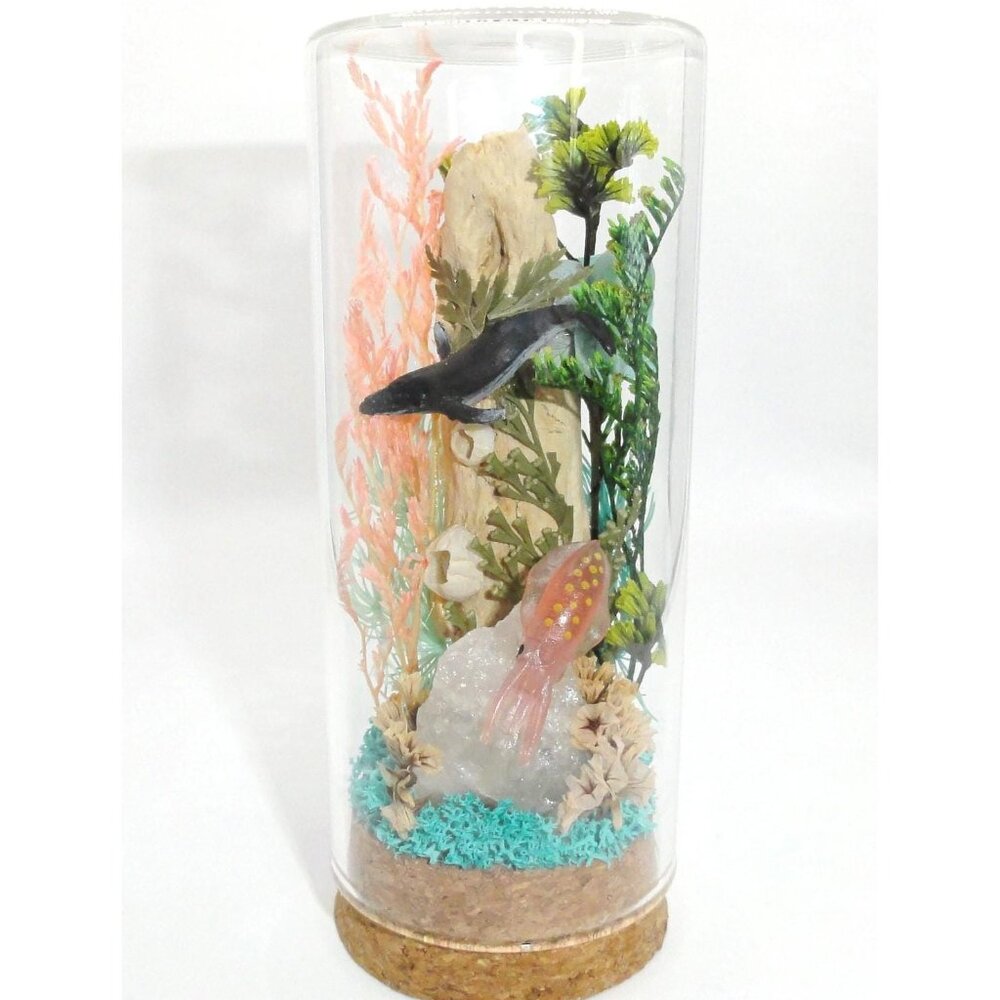 Humpback Whale & Squid Ocean Themed Oddity Jar curiosity dome crystal sea life